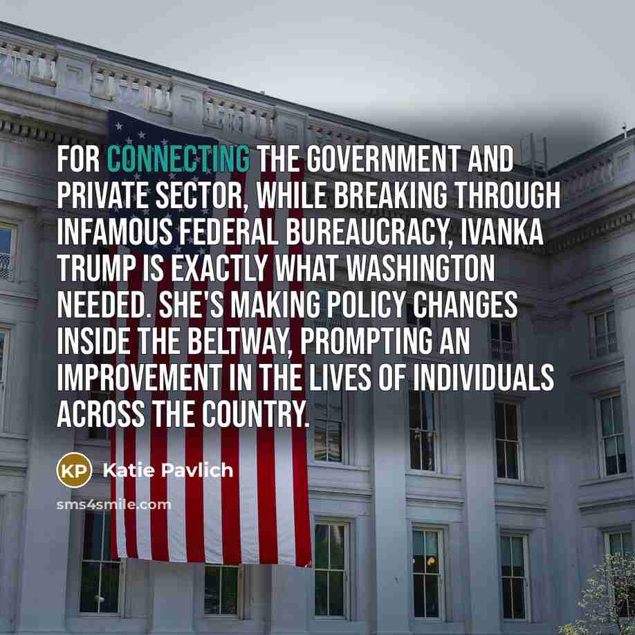 “For connecting the government and private sector, while breaking through…” quote by Katie Pavlich
