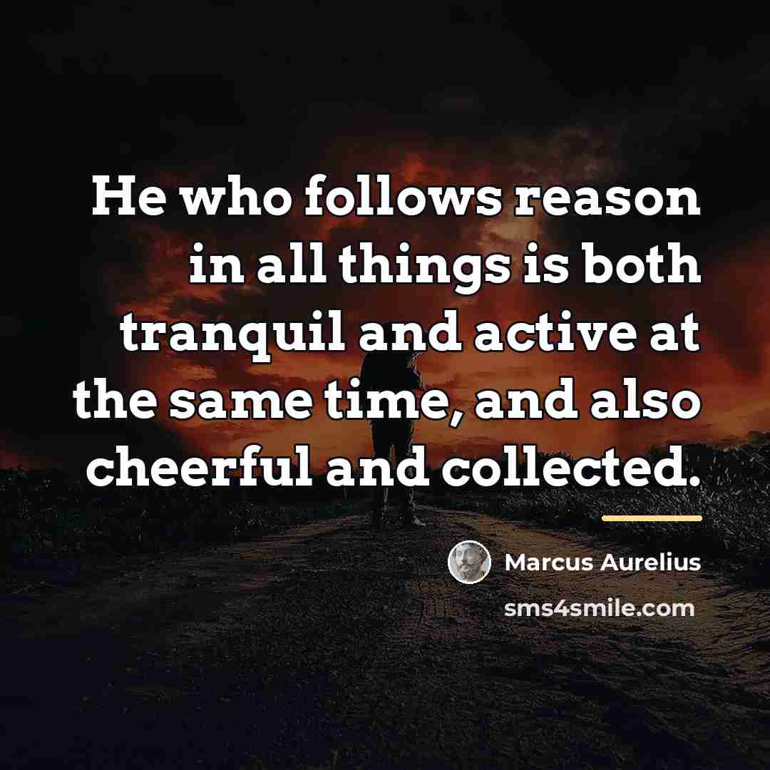 “He who follows reason in all things is both tranquil…” quote by Marcus Aurelius