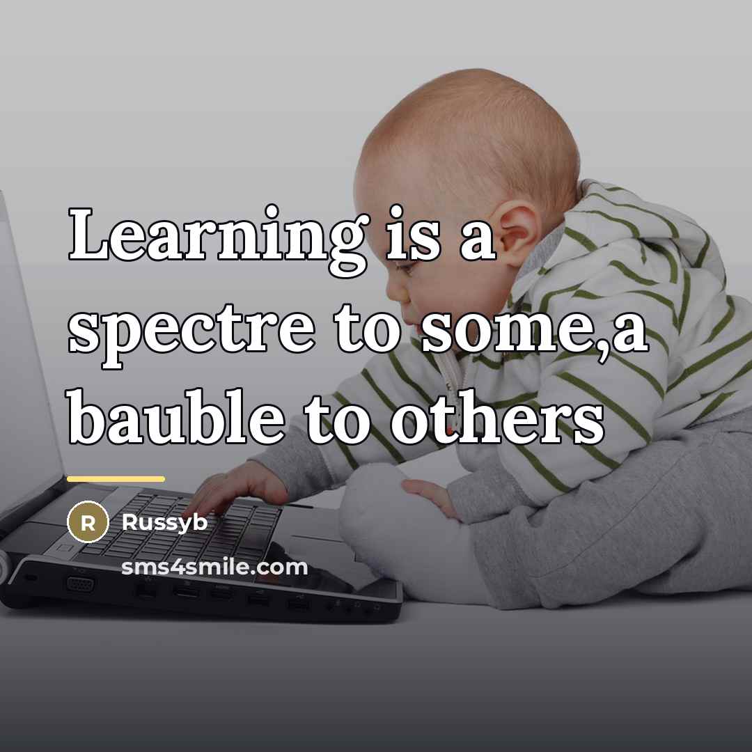 “Learning is a spectre to some,a bauble to others…” quote by Russyb
