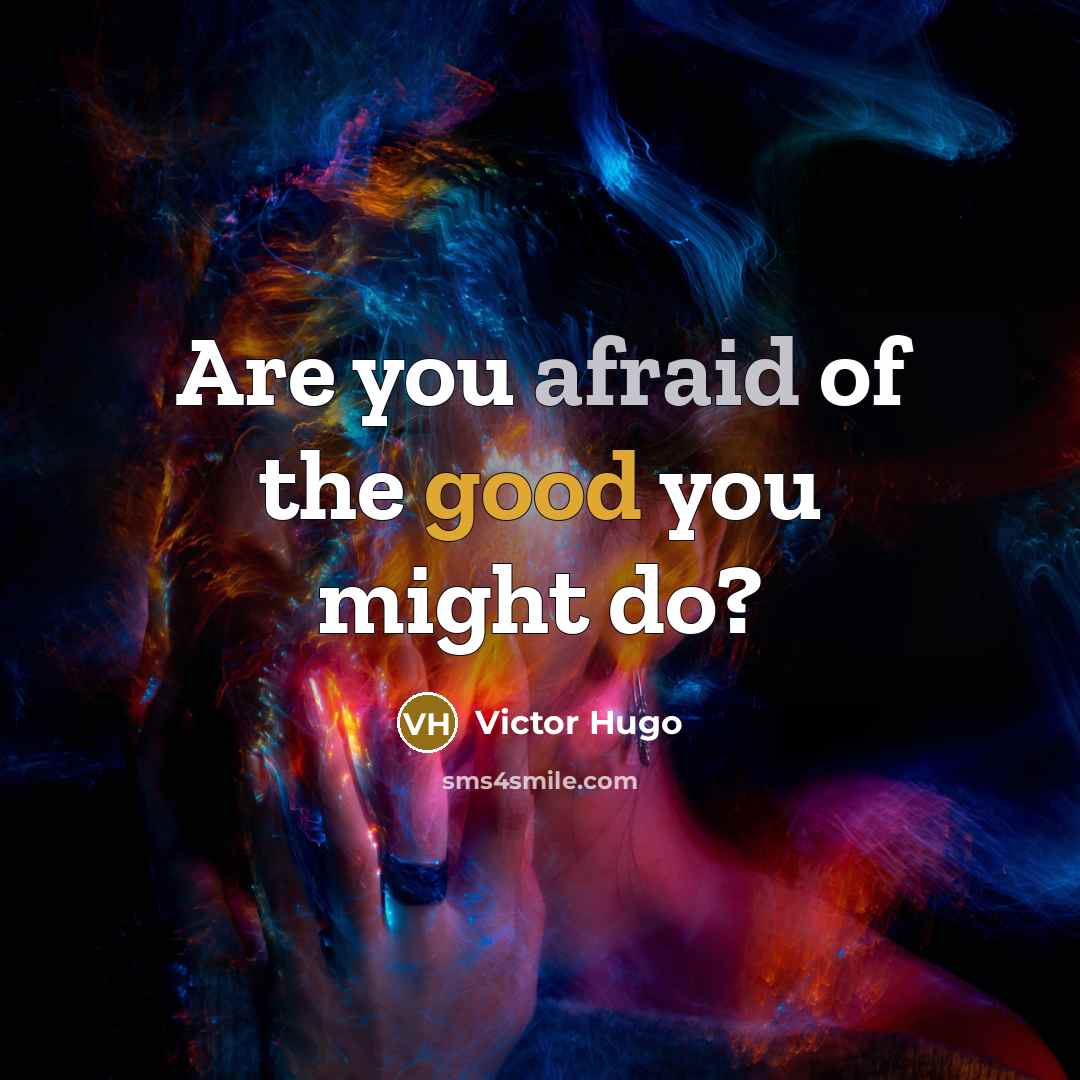 “Are you afraid of the good you might do?” quote by Victor Hugo