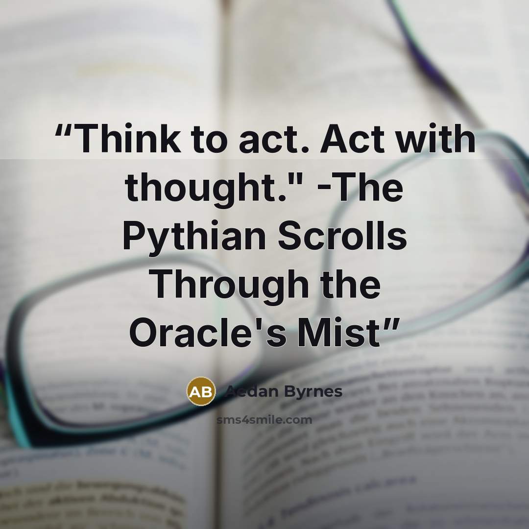 “Think to act. Act with thought." -The Pythian Scrolls Through the Oracle's Mist” quote by Aedan Byrnes