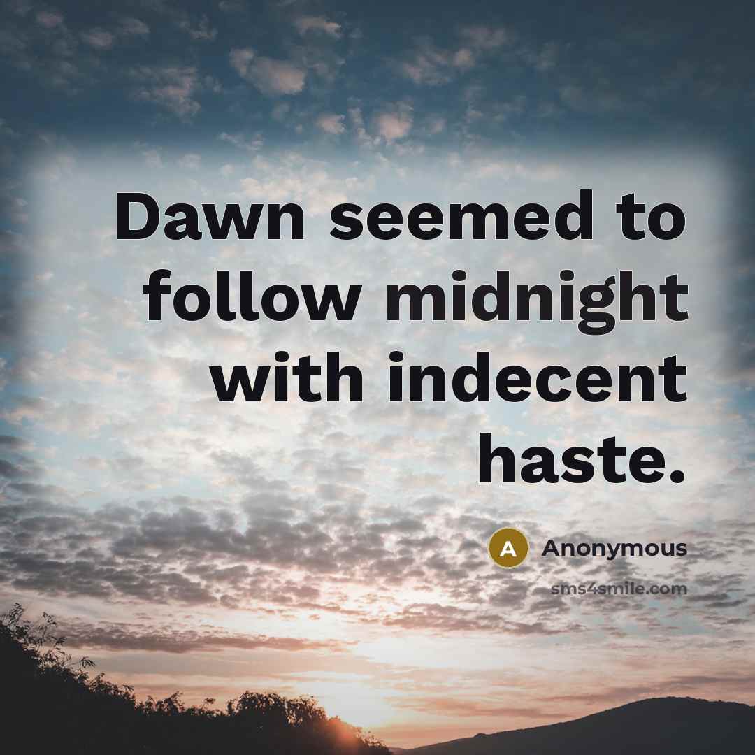 “Dawn seemed to follow midnight with indecent haste.…” quote by Anonymous