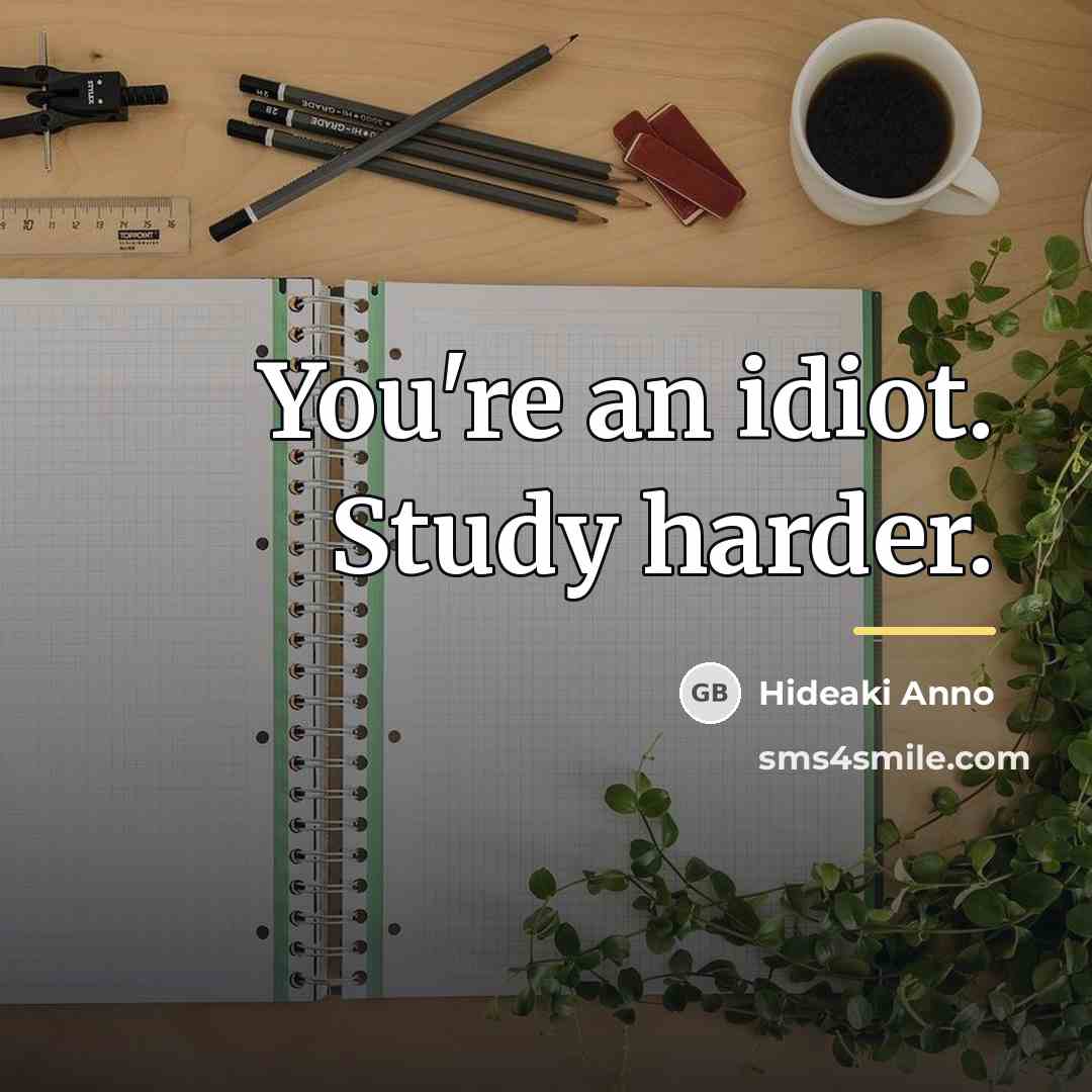 “You're an idiot. Study harder.…” quote by Hideaki Anno