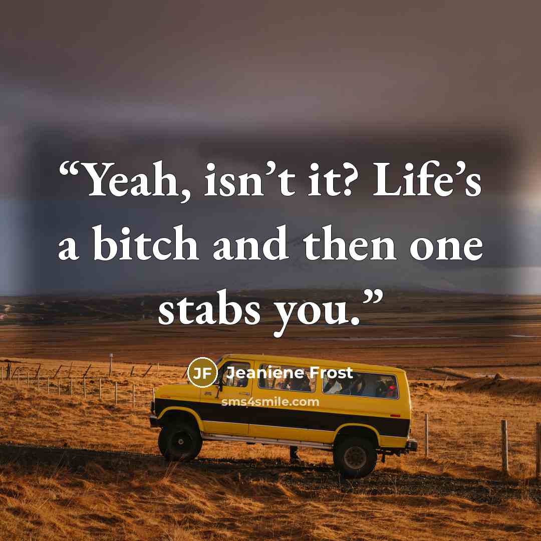 “Yeah, isn’t it? Life’s a bitch and then one stabs you.” quote by Jeaniene Frost