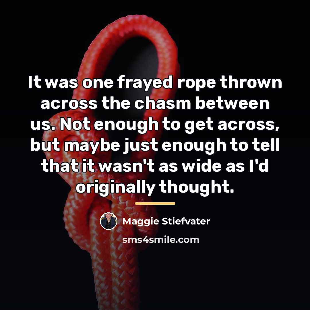 “It was one frayed rope thrown across the chasm between…” quote by Maggie Stiefvater