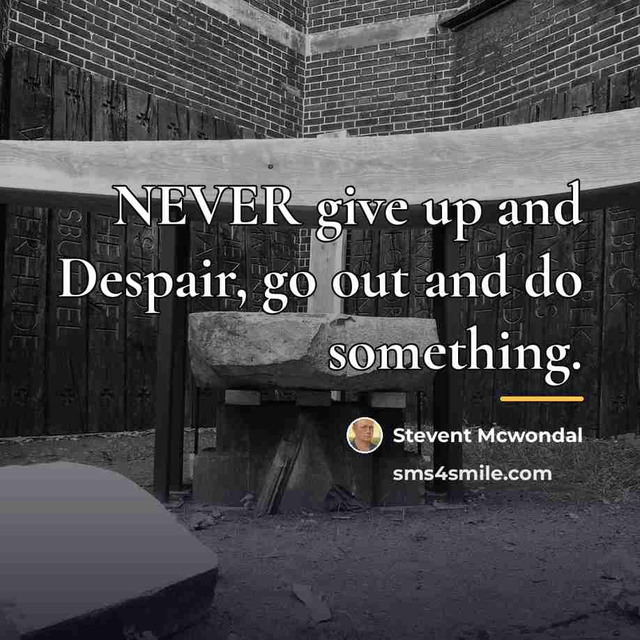 “NEVER give up and Despair, go out and do something.…” quote by Stevent McWondal