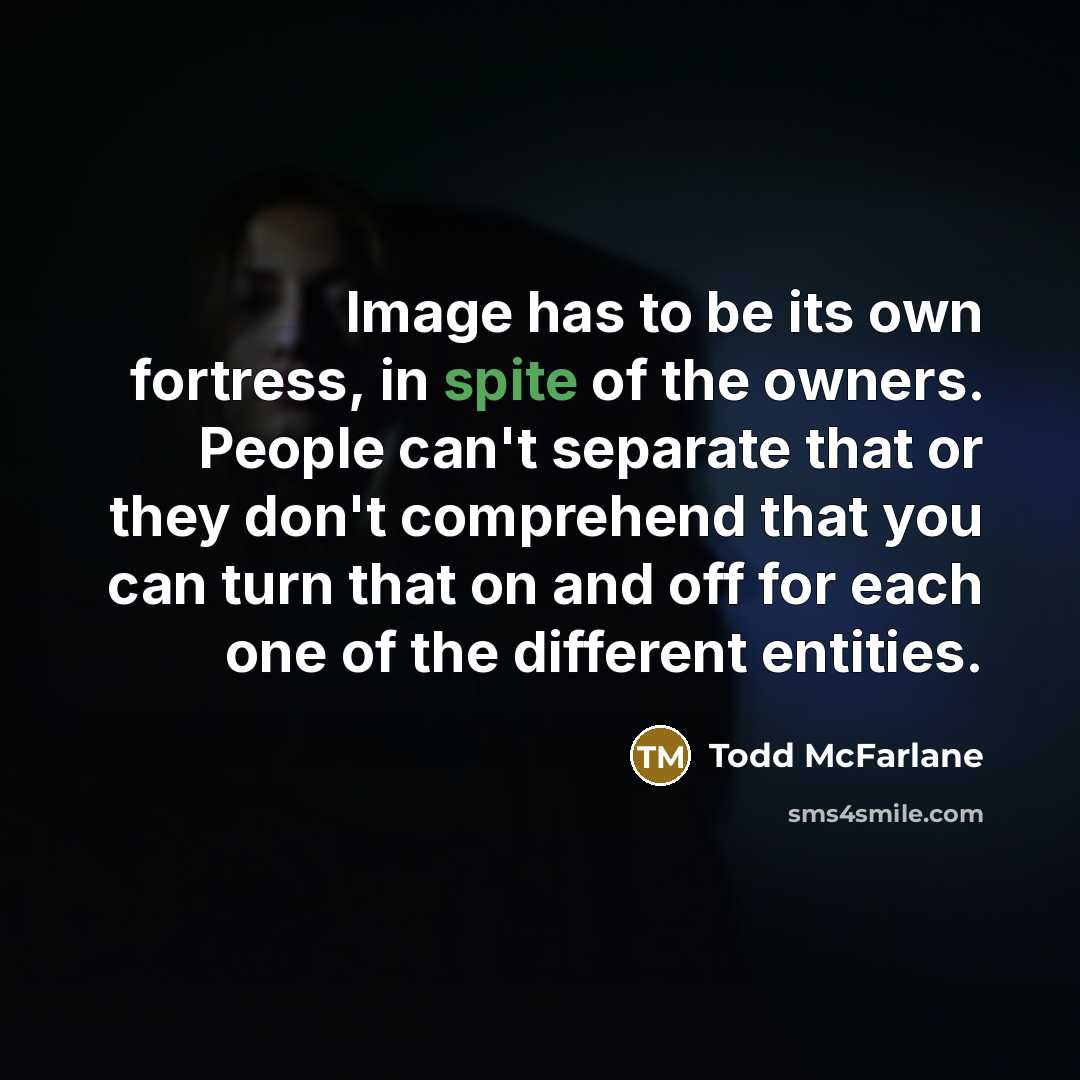 “Image has to be its own fortress, in spite of…” quote by Todd McFarlane