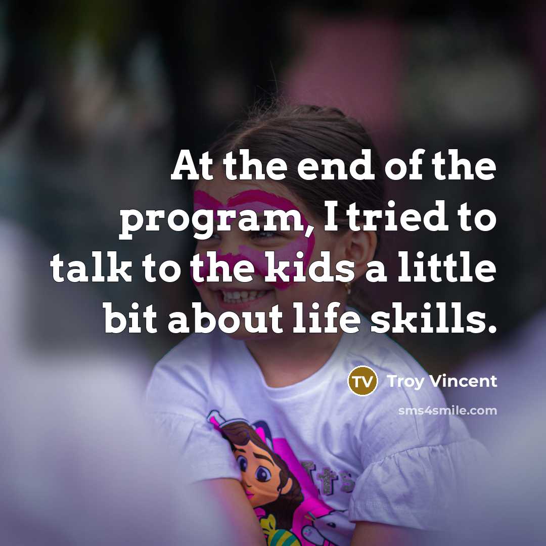 “At the end of the program, I tried to talk…” quote by Troy Vincent