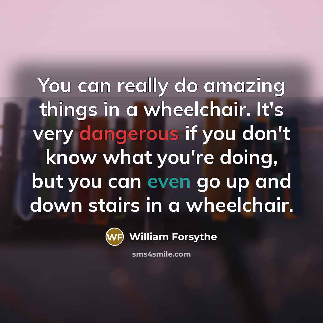 “You can really do amazing things in a wheelchair. It's…” quote by William Forsythe