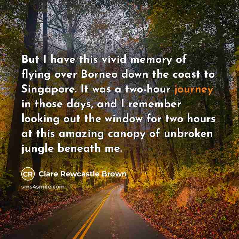 “But I have this vivid memory of flying over Borneo…” quote by Clare Rewcastle Brown
