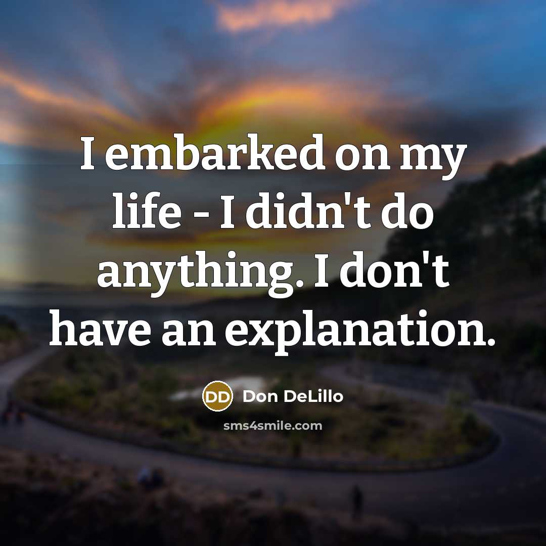 “I embarked on my life - I didn't do anything. I don't have an explanation.” quote by Don DeLillo