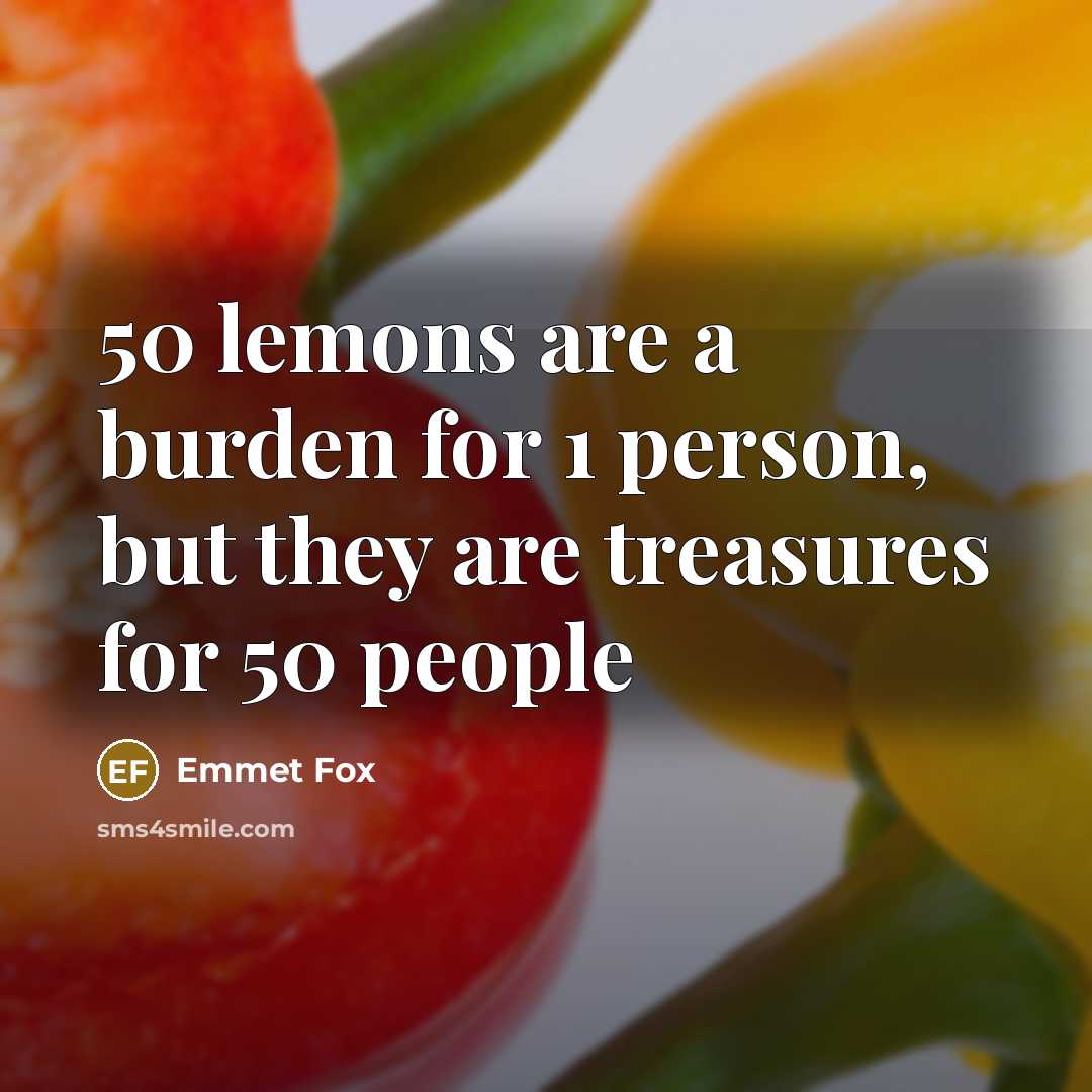 “50 lemons are a burden for 1 person, but they…” quote by Emmet Fox