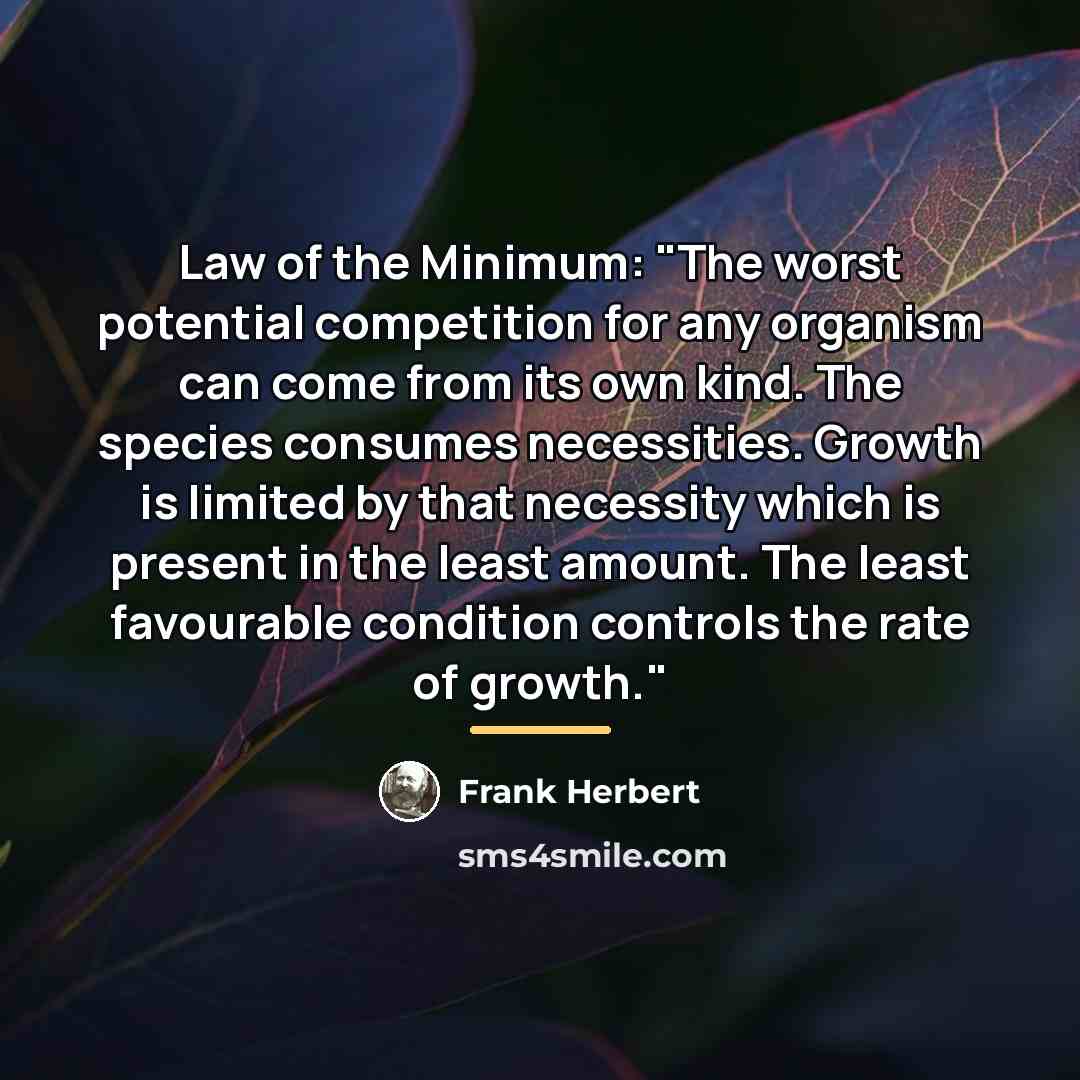 “Law of the Minimum: "The worst potential competition for any…” quote by Frank Herbert