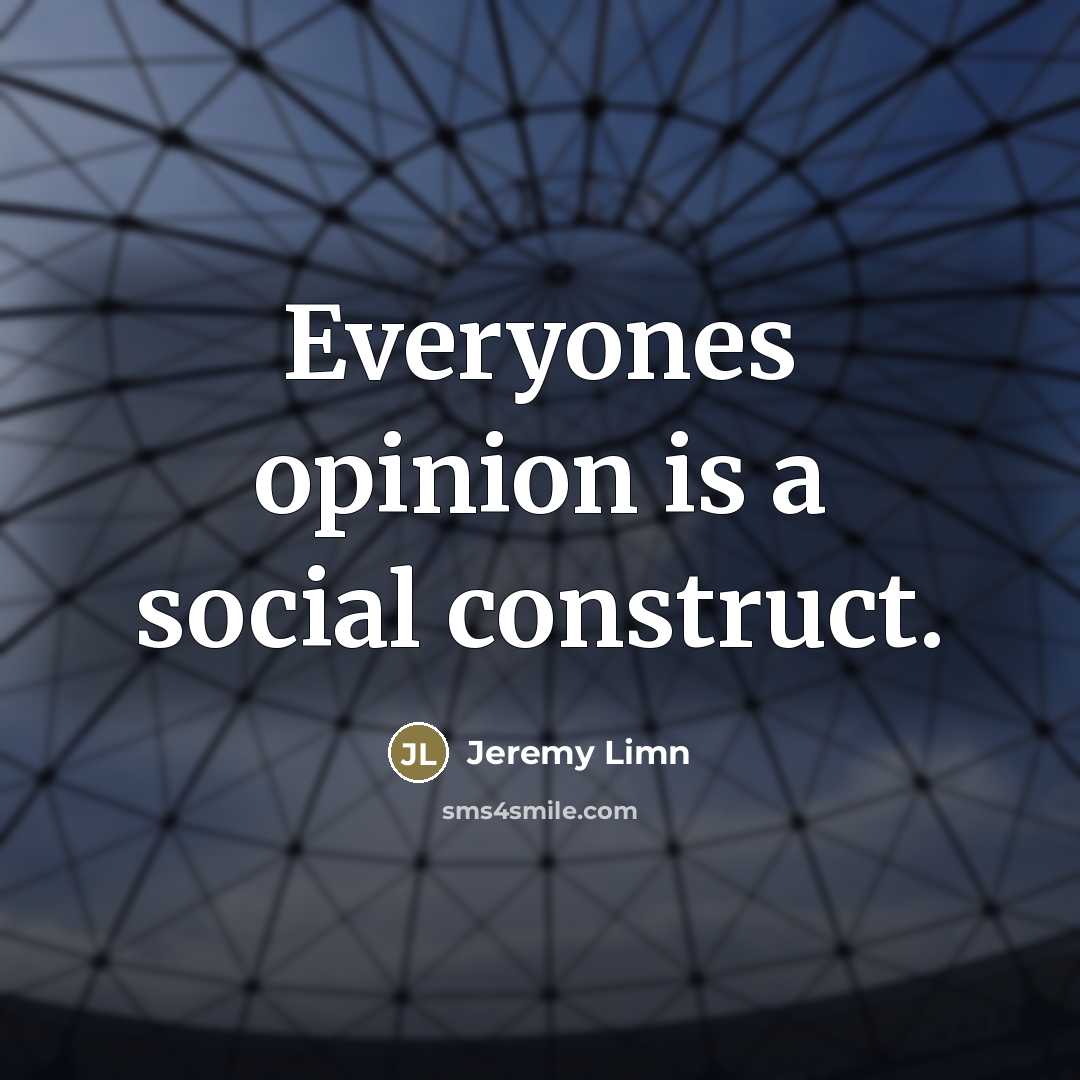 “Everyones opinion is a social construct.…” quote by Jeremy Limn
