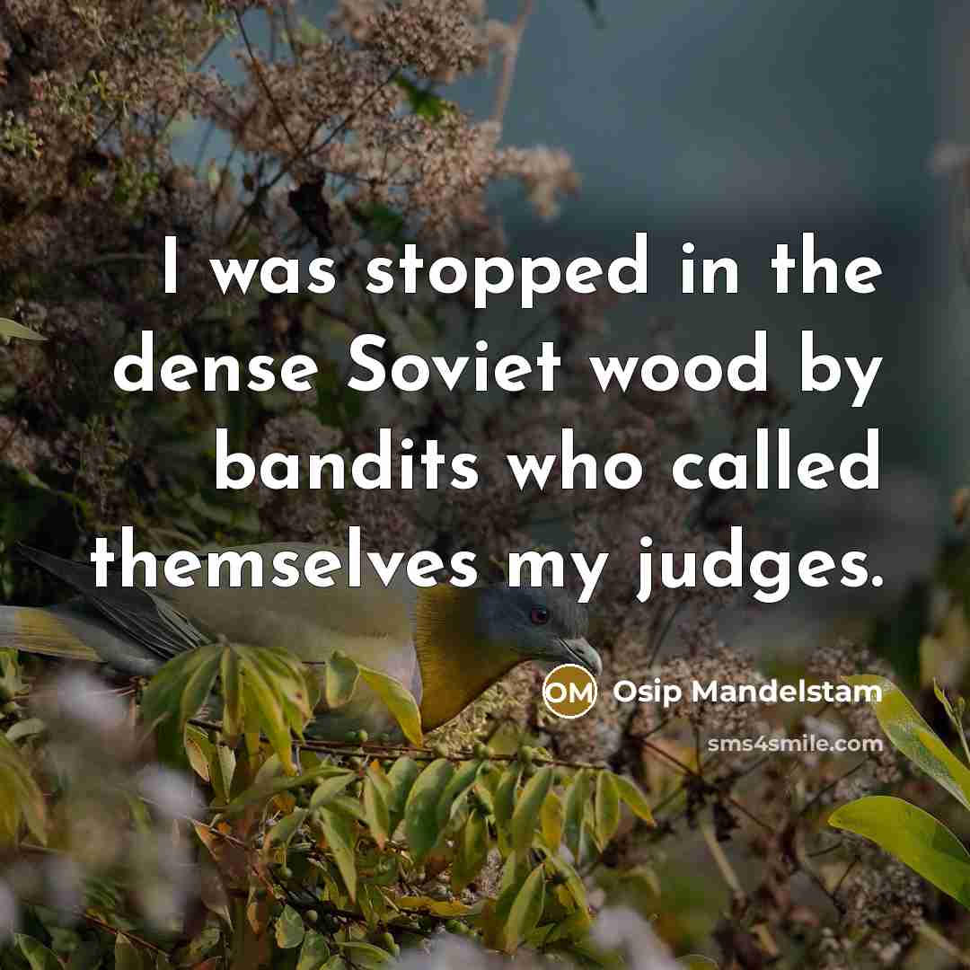 “I was stopped in the dense Soviet wood by bandits…” quote by Osip Mandelstam