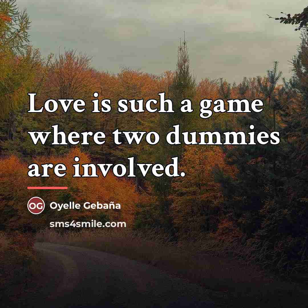 “Love is such a game where two dummies are involved.…” quote by Oyelle Gebaña