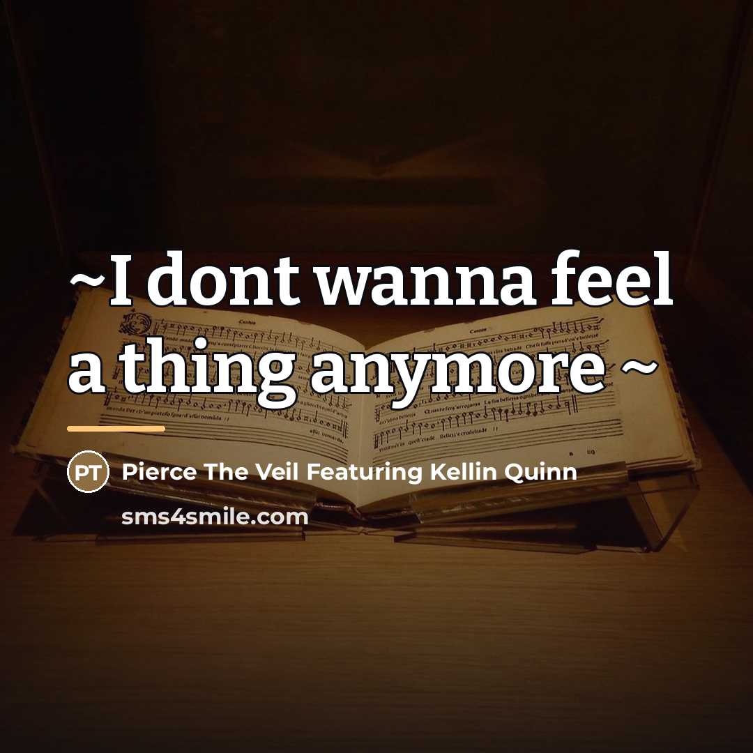 “~I dont wanna feel a thing anymore ~…” quote by Pierce The Veil Featuring Kellin Quinn