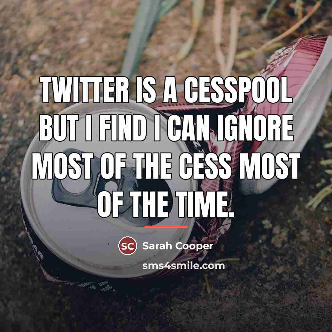 “Twitter is a cesspool but I find I can ignore…” quote by Sarah Cooper