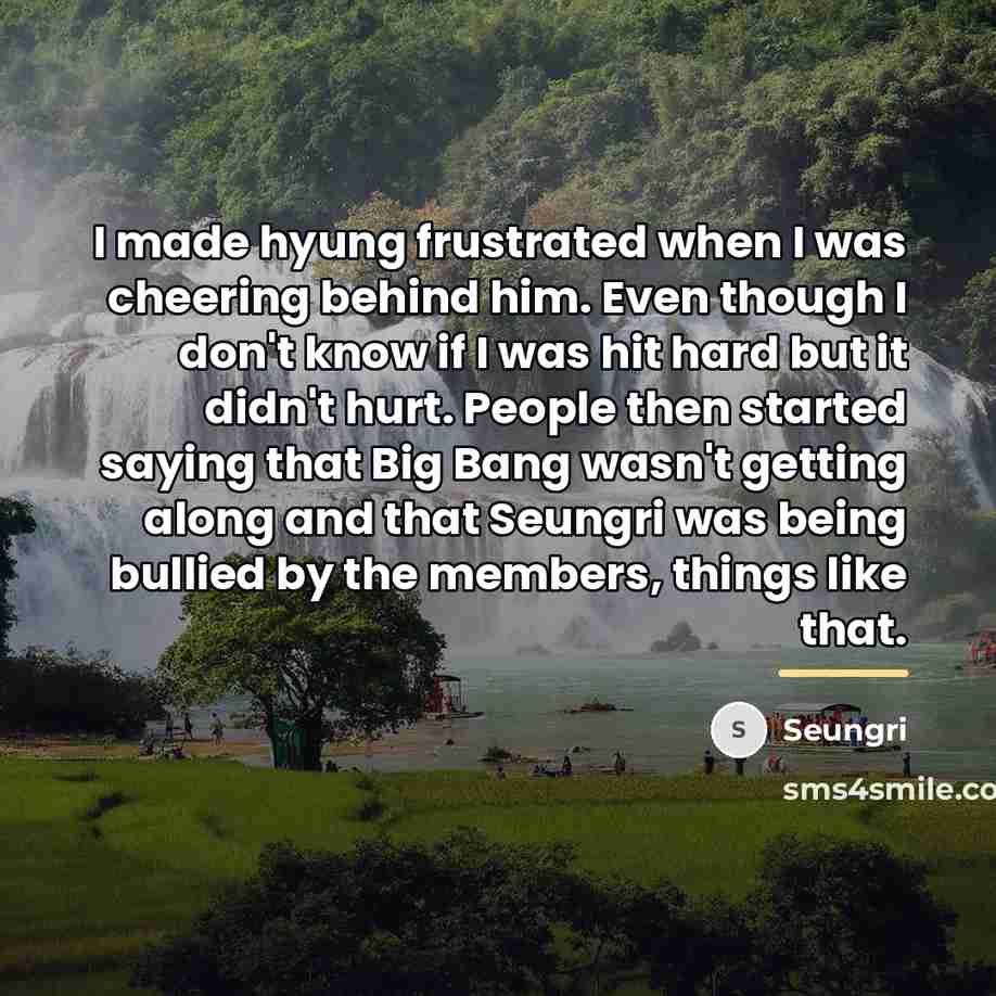 “I made hyung frustrated when I was cheering behind him.…” quote by Seungri