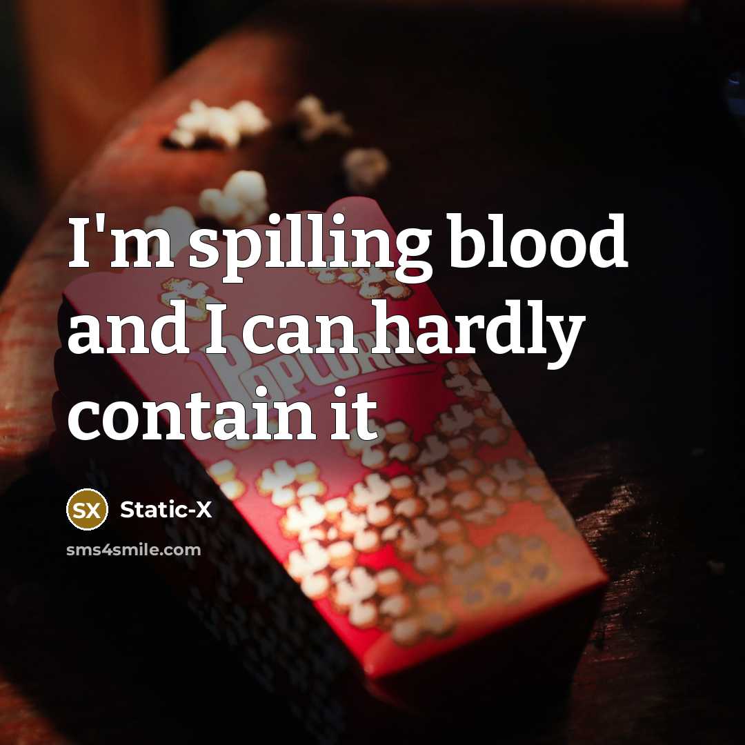 “I'm spilling blood and I can hardly contain it…” quote by Static-X