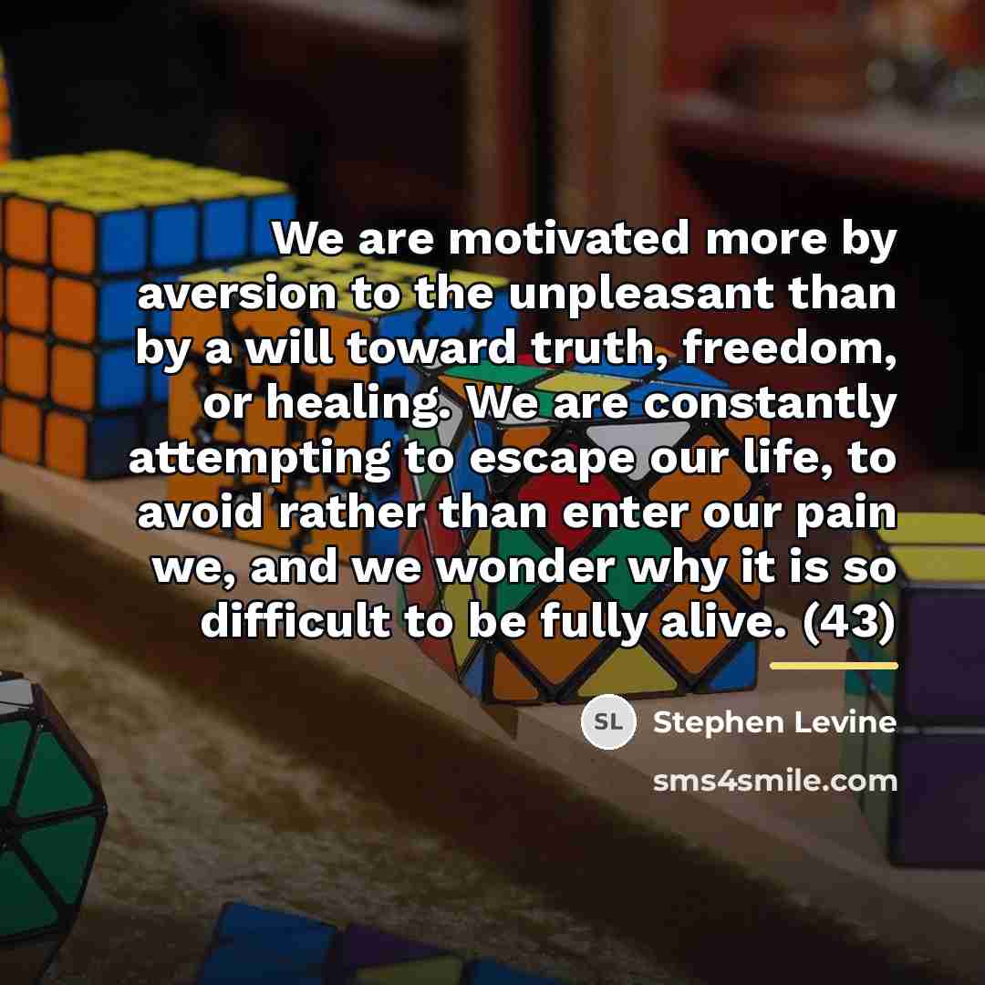 “We are motivated more by aversion to the unpleasant than…” quote by Stephen Levine