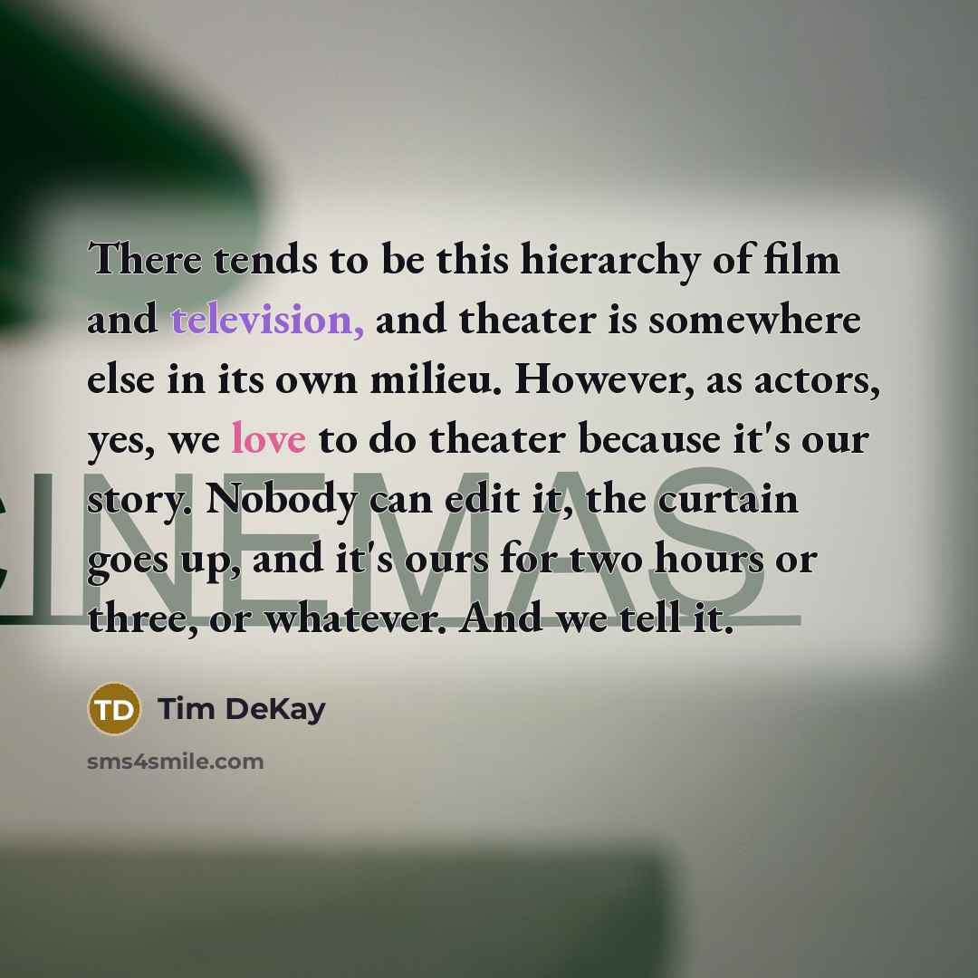 “There tends to be this hierarchy of film and television,…” quote by Tim DeKay