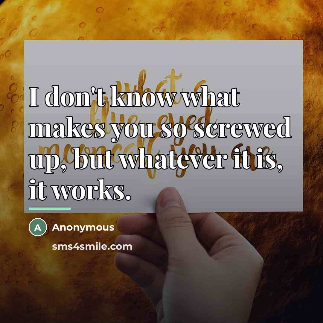 “I don't know what makes you so screwed up, but…” quote by Anonymous