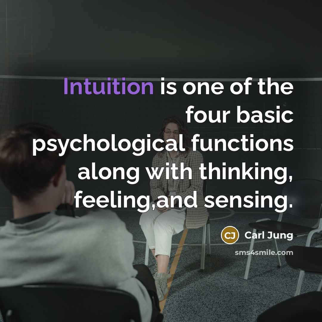 “Intuition is one of the four basic psychological functions along…” quote by Carl Jung