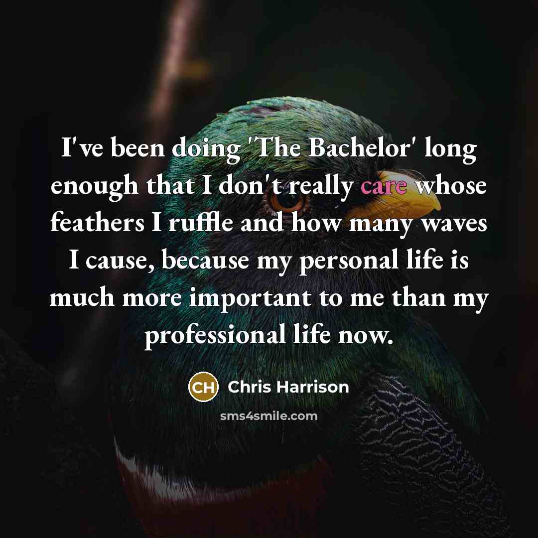 “I've been doing 'The Bachelor' long enough that I don't really care whose feathers I ruffle and how many waves I cause, because my personal life is much more important to me than my professional life now.” quote by Chris Harrison