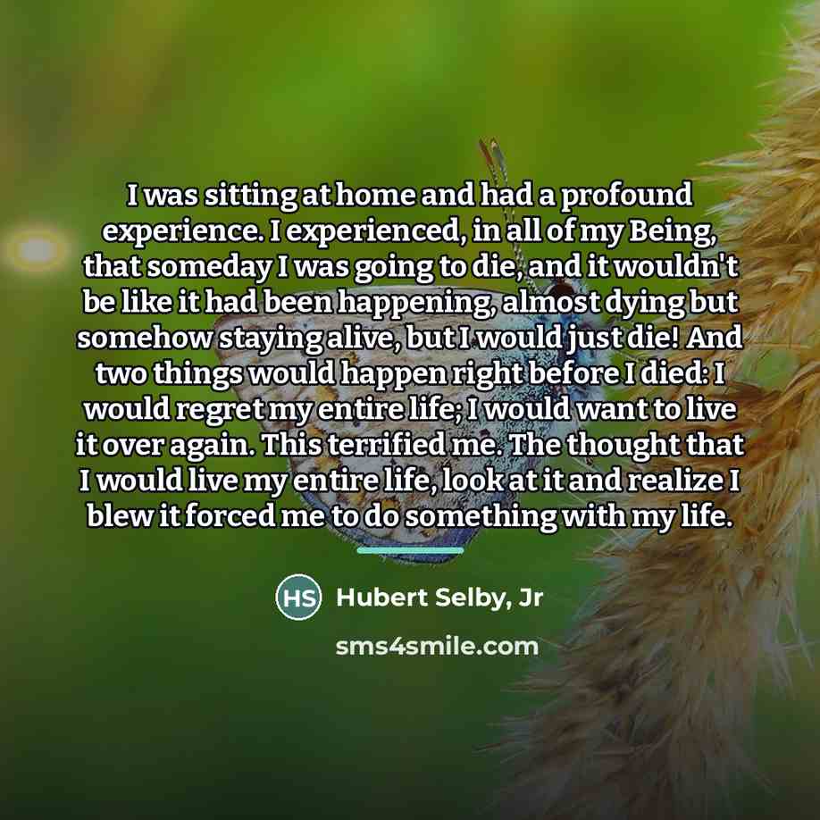 “I was sitting at home and had a profound experience.…” quote by Hubert Selby, Jr