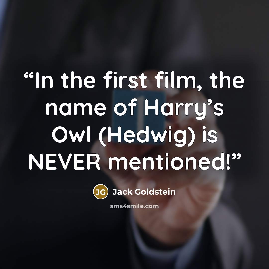 “In the first film, the name of Harry’s Owl (Hedwig) is NEVER mentioned!” quote by Jack Goldstein