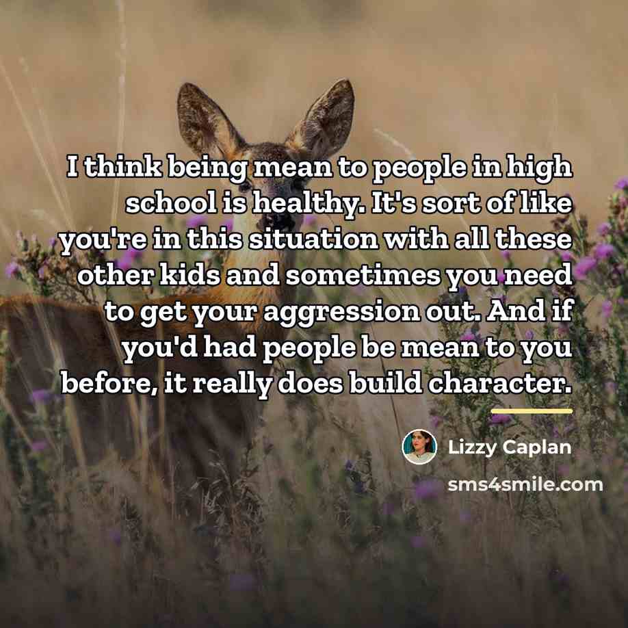 “I think being mean to people in high school is…” quote by Lizzy Caplan