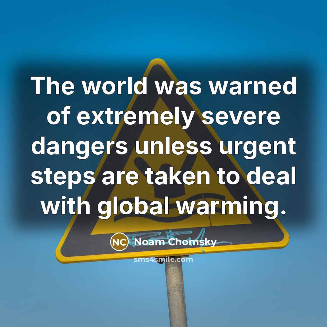 “The world was warned of extremely severe dangers unless urgent…” quote by Noam Chomsky