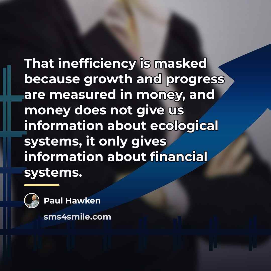 “That inefficiency is masked because growth and progress are measured…” quote by Paul Hawken