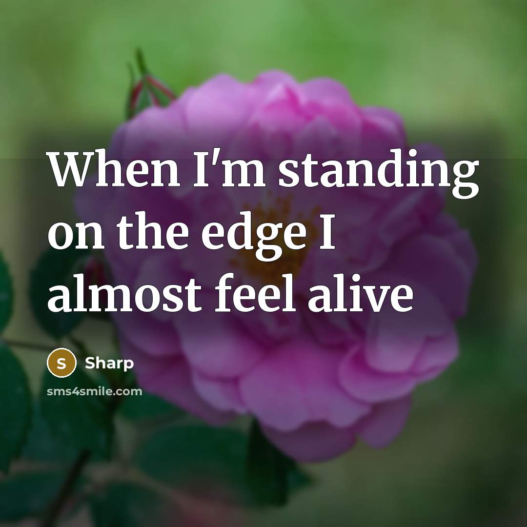 “When I'm standing on the edge I almost feel alive…” quote by Sharp