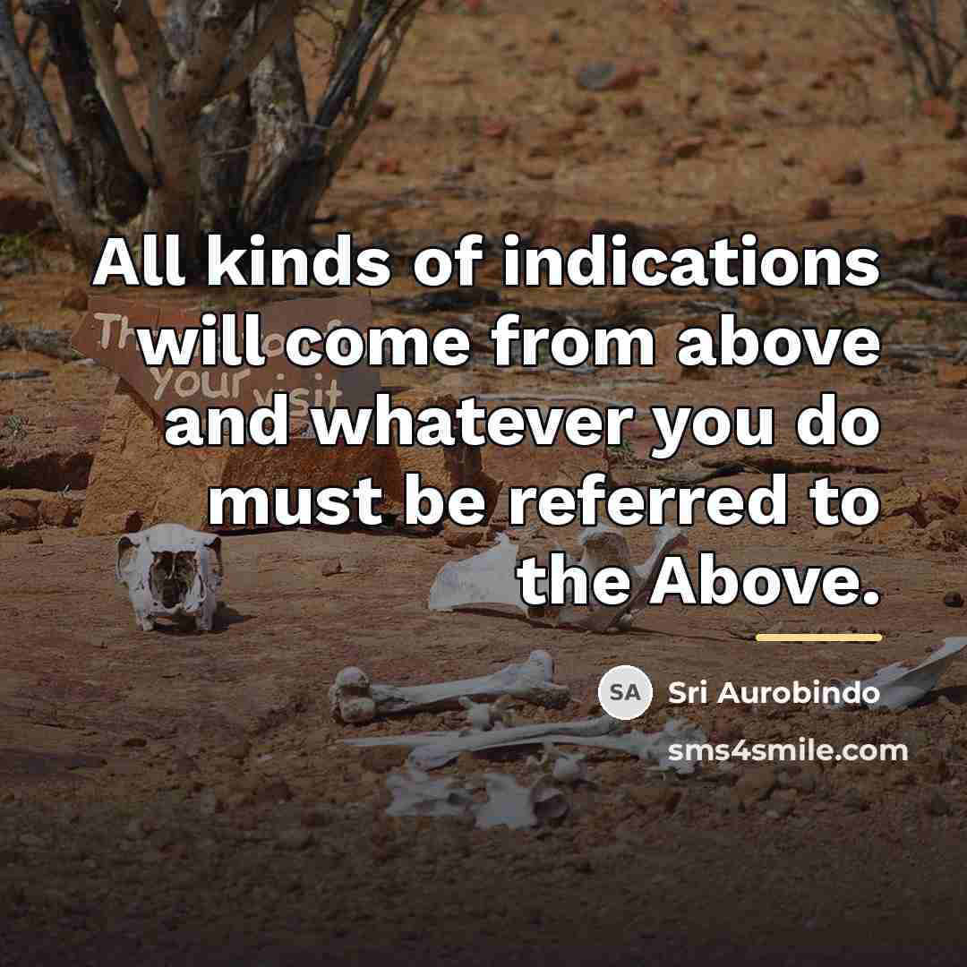 “All kinds of indications will come from above and whatever…” quote by Sri Aurobindo