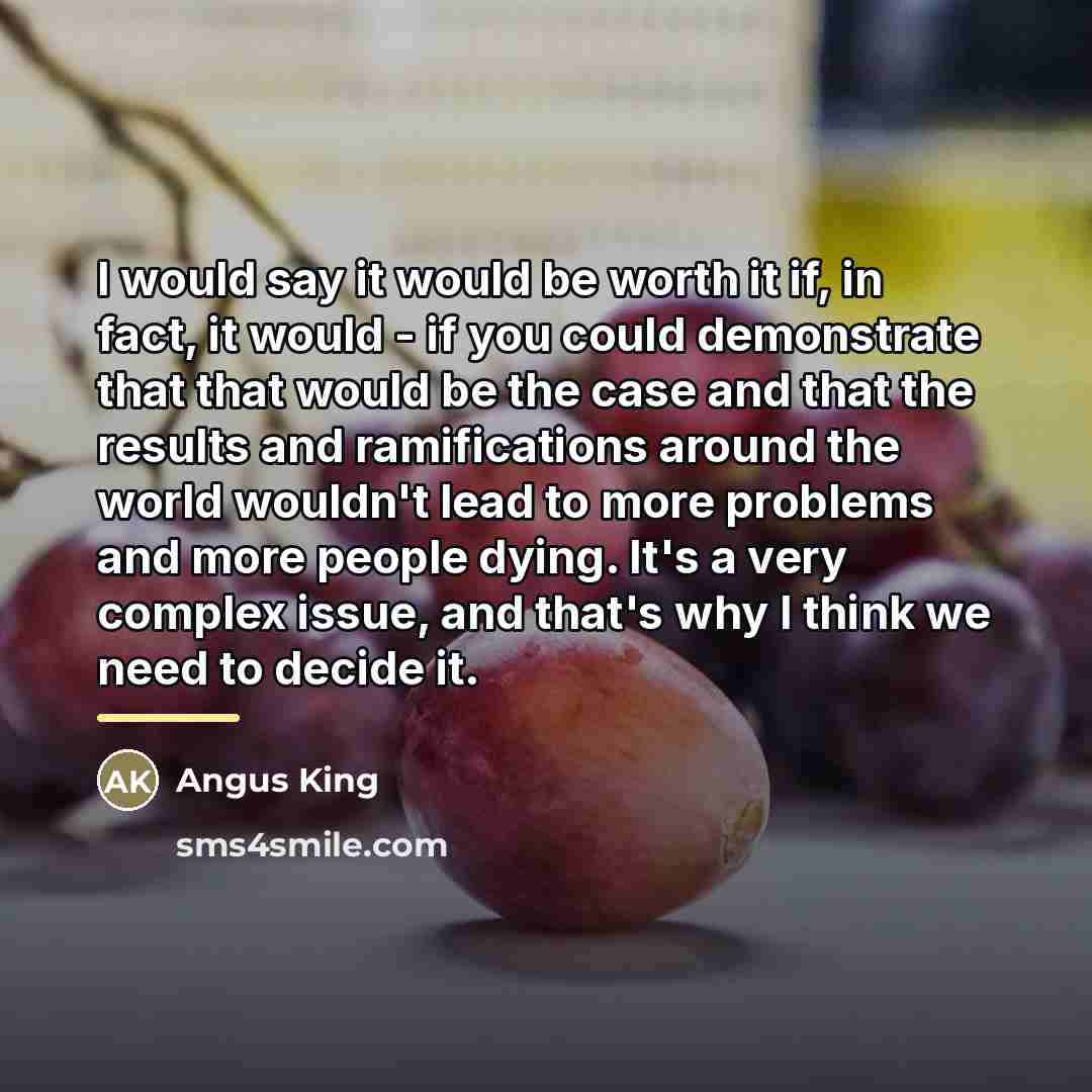 “I would say it would be worth it if, in…” quote by Angus King