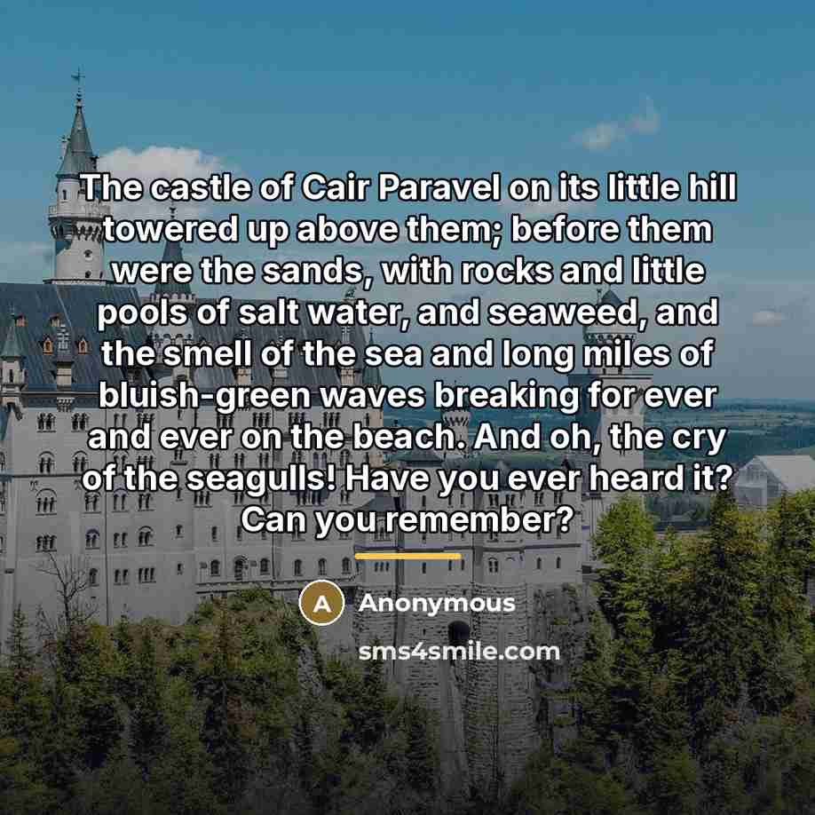 “The castle of Cair Paravel on its little hill towered…” quote by Anonymous