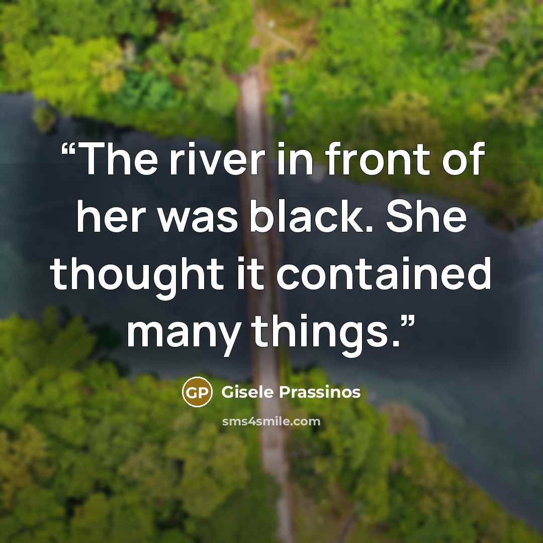 “The river in front of her was black. She thought it contained many things.” quote by Gisele Prassinos