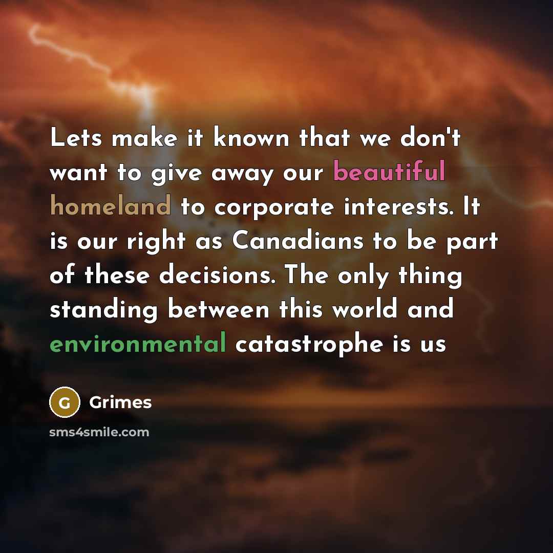 “Lets make it known that we don't want to give…” quote by Grimes