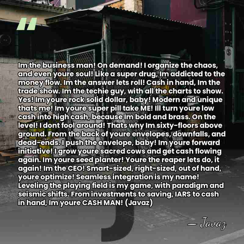 Im the business man! On demand! I organize the chaos, and even&hellip; - Javaz
