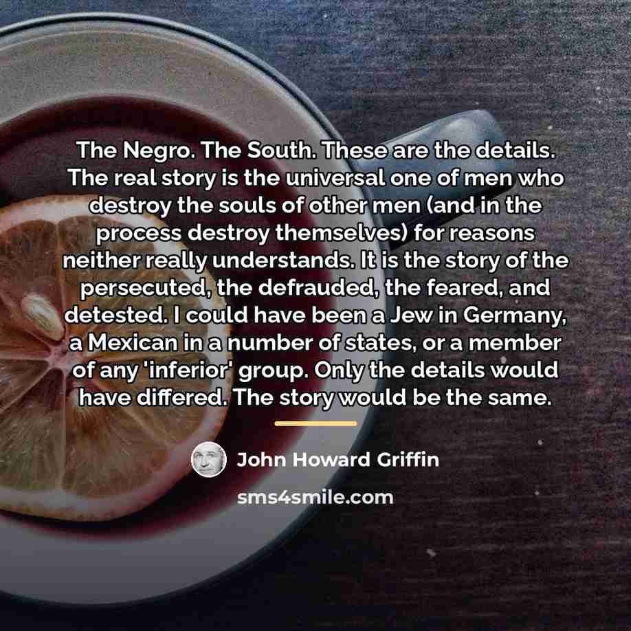 “The Negro. The South. These are the details. The real…” quote by John Howard Griffin