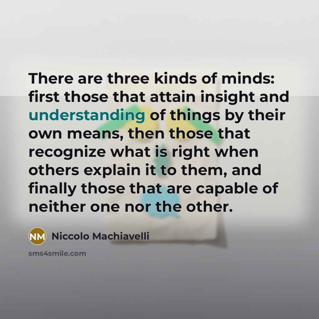 “There are three kinds of minds: first those that attain…” quote by Niccolo Machiavelli