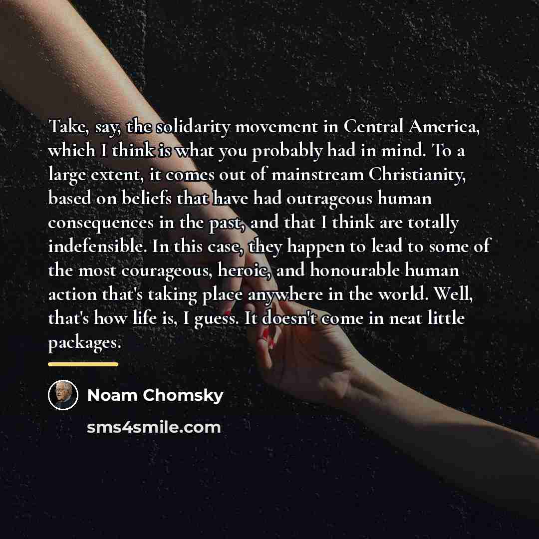 “Take, say, the solidarity movement in Central America, which I…” quote by Noam Chomsky