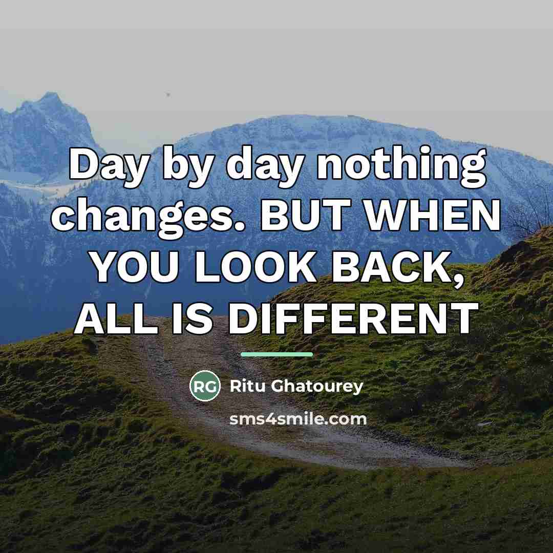 “Day by day nothing changes. BUT WHEN YOU LOOK BACK,…” quote by Ritu Ghatourey
