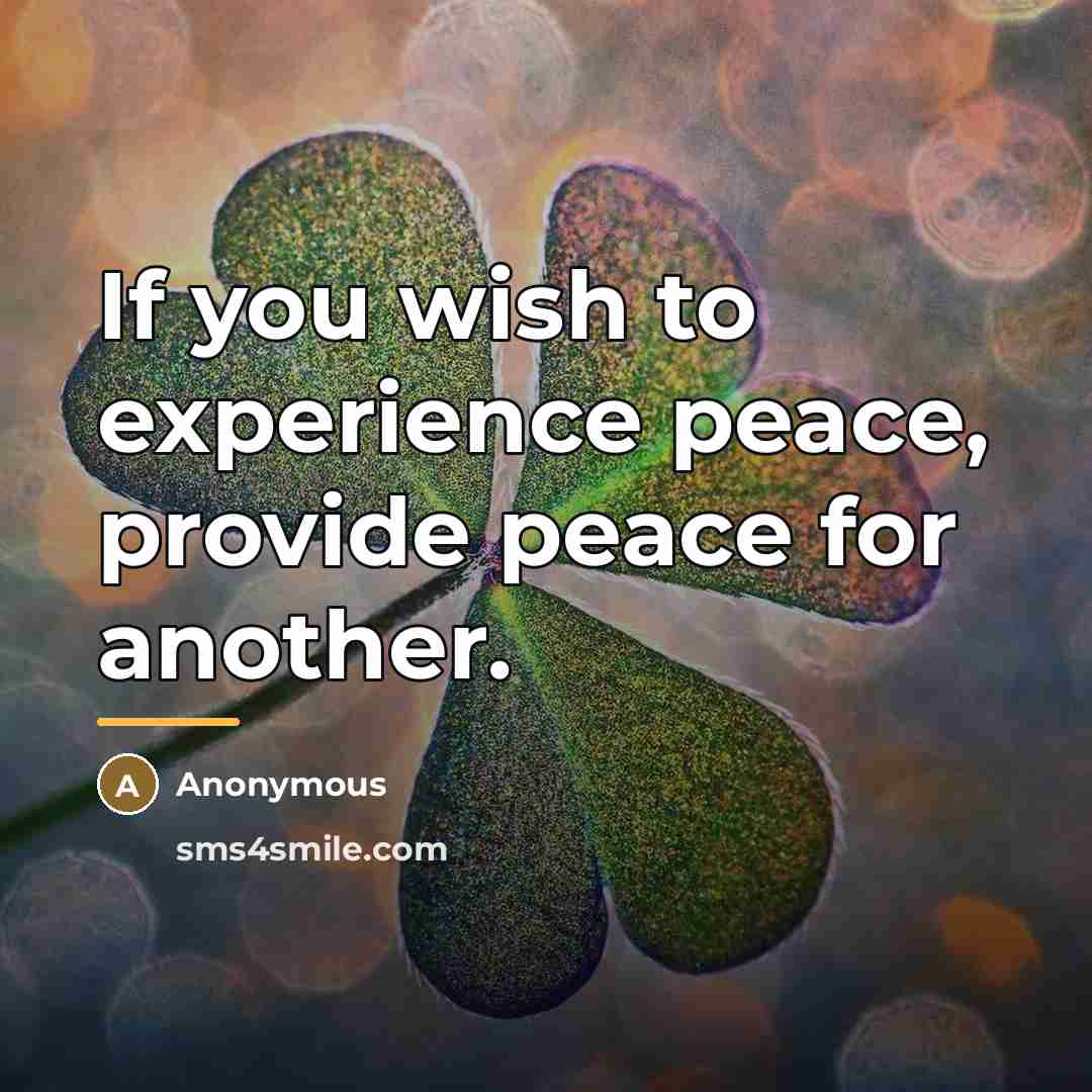 “If you wish to experience peace, provide peace for another.…” quote by Anonymous