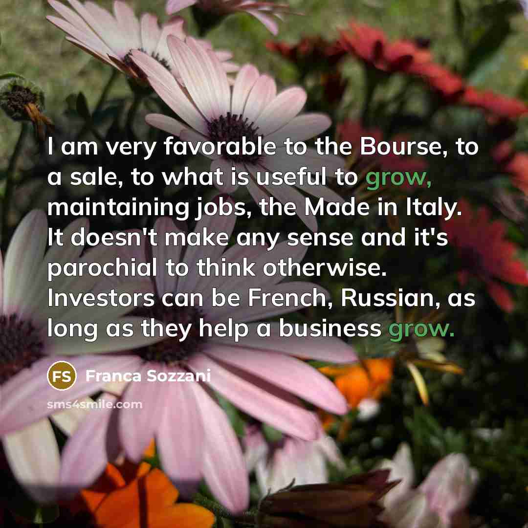 “I am very favorable to the Bourse, to a sale,…” quote by Franca Sozzani