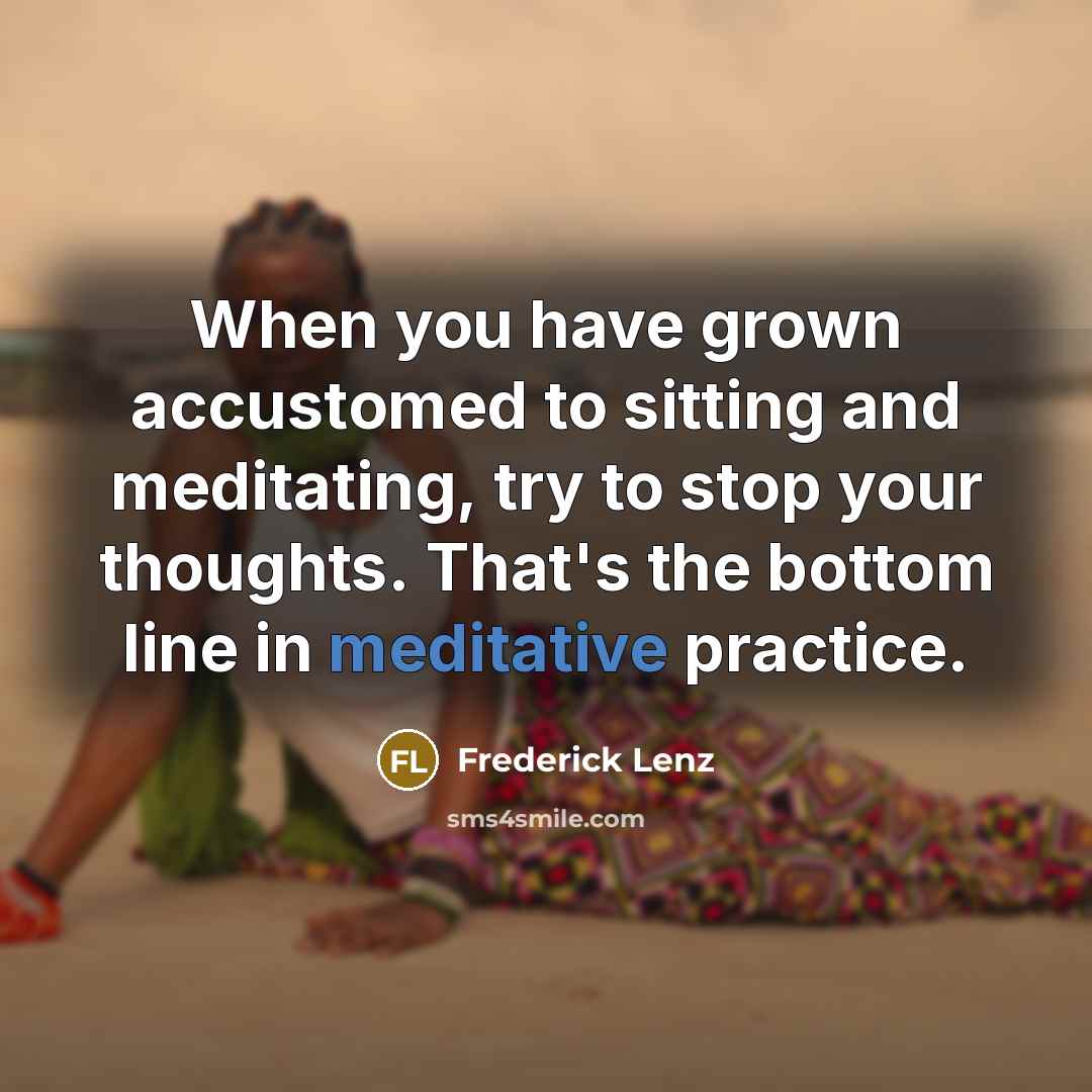 “When you have grown accustomed to sitting and meditating, try…” quote by Frederick Lenz