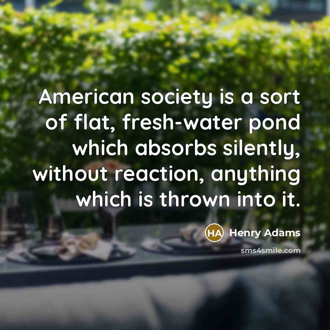“American society is a sort of flat, fresh-water pond which…” quote by Henry Adams