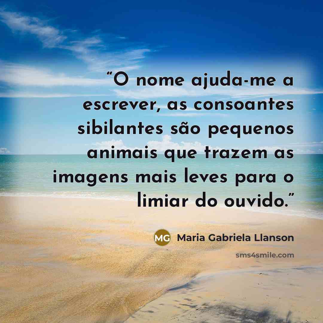 “O nome ajuda-me a escrever, as consoantes sibilantes são pequenos animais que trazem as imagens mais leves para o limiar do ouvido.” quote by Maria Gabriela Llanson